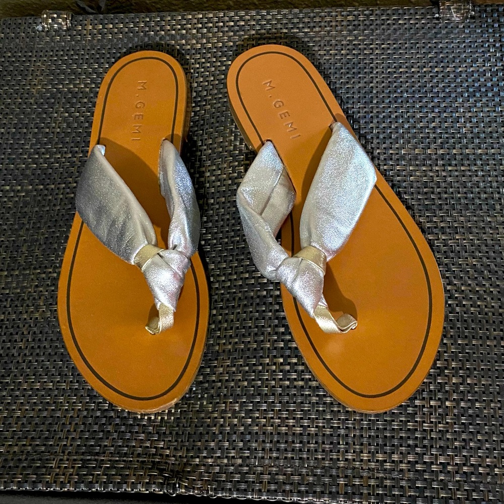 M. Gemi Silver Thong Sandals